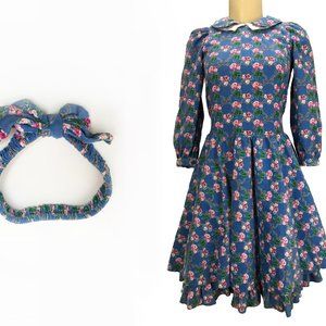 Blue Corduroy Dress and Headband